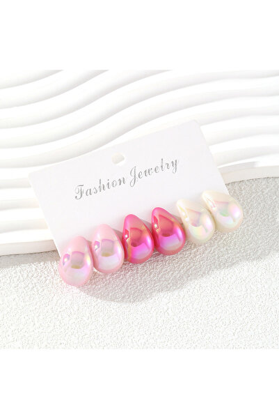 Choice طقم أقراط متدلية من الراتنج الوردي، 3 أزواج، مناسب لفصل الصيف، بتصميم ...