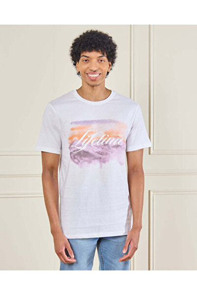 REDTAG Men White Printed T-Shirt