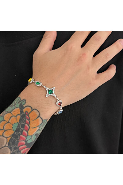 Choice قلادة وسوار رجالي فاخران من إنجيمارك، بتصميم بوهيمي أنيق، بلون فضي، مز...