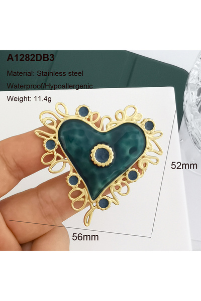 Choice قلادة كبيرة A1282DB3 بتصميم قلب وزهرة وبيضاوي بنقشة جلد النمر، لون بني...