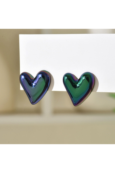 Choice rainbow Shine Cute marine Heart Earrings New Trend Boho atomic Love He...