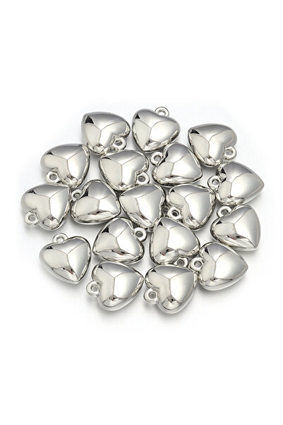Choice6 10X8mm Rhodium 20pcs/lot CCB Heart Shape Charm Pendant Plastic Spacer...