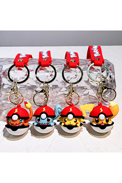 Choice هدية رائعة لمحبي بوكيمون، 4 قطع، 6 سم - سلسلة مفاتيح على شكل كرة بوكيم...