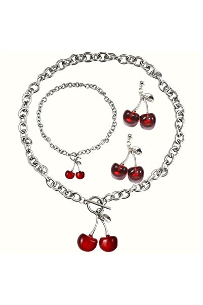 Choice قلادة YC5177-1 بتصميم الكرز الأحمر، قلادة تشوكر، أساور وأقراط وسلاسل ف...