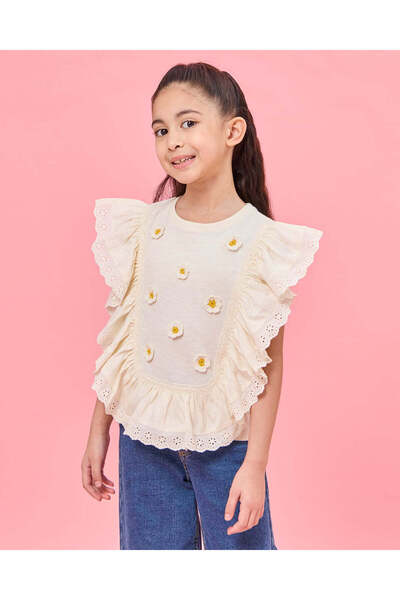 REDTAG تي شيرت أصفر مطبوع للبنات