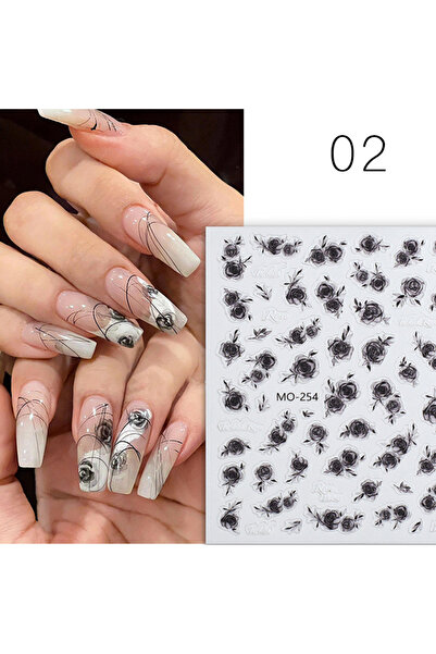 Choice ملصقات أظافر ثلاثية الأبعاد على شكل زهور ورد، ناعمة الملمس، ذاتي الضغط لتزيين الأظافر