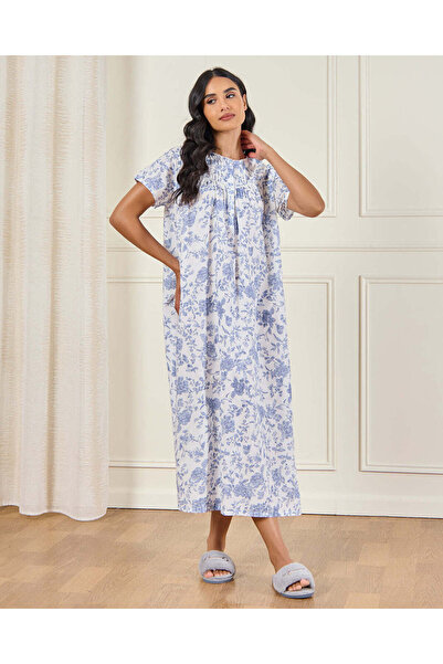 REDTAG Women Blue Printed Mama Nightgown Floral Print