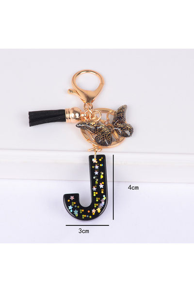 Choice J Butterfly Keyrings & Keychains Alphabets Cute Cool Star Sequins Resi...