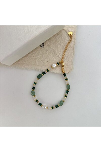 Choice سوار-ب، وصل حديثًا، عصري، لؤلؤ طبيعي من المياه العذبة وحجر اليشم، مطلي...