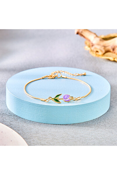 Choice BR23Y0681-4 French Vintage Elegant Tulip Flower Bracelet Fashion Aesthetics Enamel Sweet Flower Char