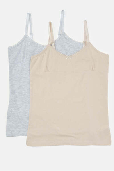 REDTAG Senior Girls Beige And Grey Vest Set (Pack of 2)