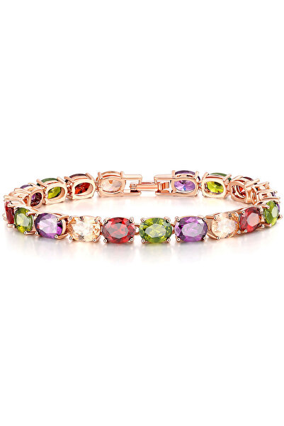 Choice سوار بيضاوي فاخر جديد متعدد الألوان بطول 18 سم بلون وردي، هدية مثالية ...