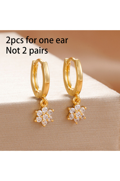 Choice gold-white-2PCS Exquisite Multicolor Crystal Flower Hoop Earrings for ...