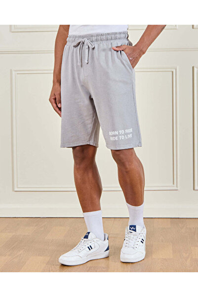 REDTAG Men Grey Lounge Shorts