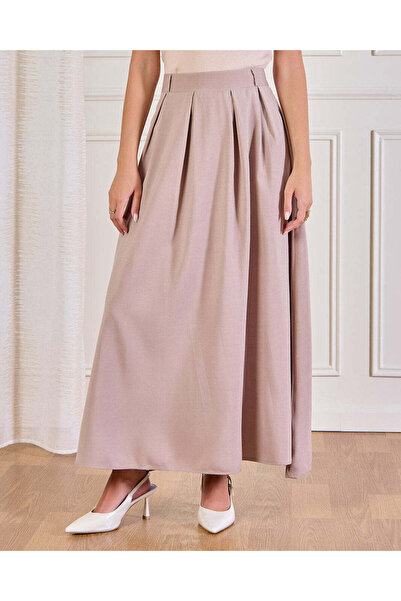 REDTAG Women Beige Plain Maxi Skirt