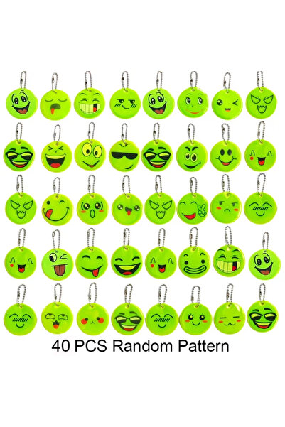 Choice 40pcs random 15/40Pcs Cute Smiley Reflective Pendants, Funny Double-si...