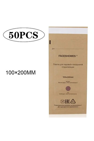 Choice 50 كيس تعقيم وتطهير للاستخدام مرة واحدة، مقاس 100 × 200 مم، عبوة من ورق كرافت لتعقيم أدوات الأظافر