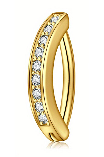 Choice Style 6 Golden Belly Button Rings Pack, Stainless Steel 10mm Heart Flower Zircon Crystal Navel Hoops