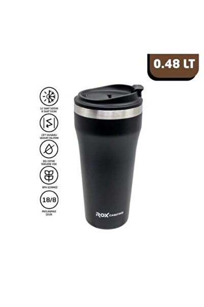 selim uyar kamp metal ترمس قهوة روكس كامبينج 0190 سعة 0.48 لتر - أسود