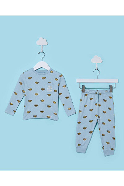 REDTAG طقم ملابس كاجوال مطبوع باللون الأزرق للأولاد الرضع (قطعتين)