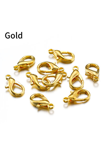 Choice 14mm Gold Color 100pcs 10-18mm DIY Lobster Clasp for Bracelet Necklace Hooks Chain Closure Keychain