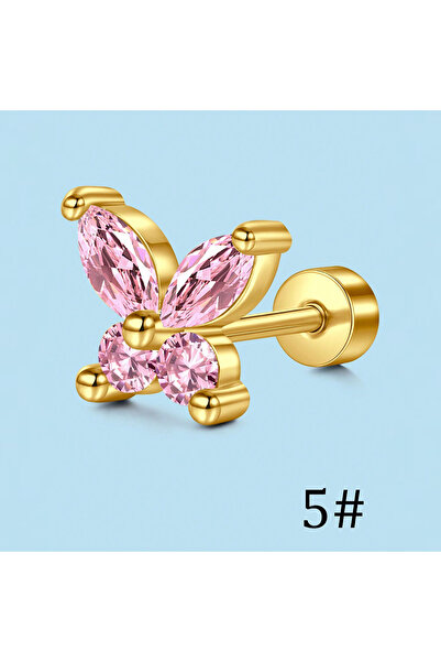 Choice 5 16G 1.2x6mm Ears Earrings Geometric 1pcs Gold Cartilage Earring Set, 16G Stainless Steel CZ Stud E