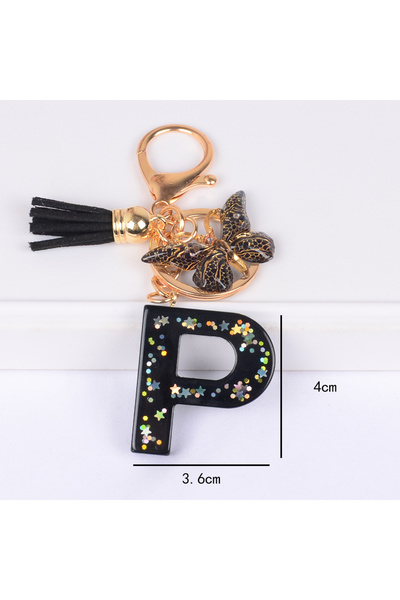 Choice P Butterfly Keyrings & Keychains Alphabets Cute Cool Star Sequins Resi...