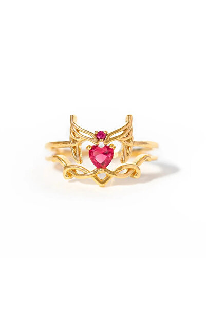 Choice Heart New Fashion 2 In1 Romantic Vintage Love Heart Red Zircon Open Ad...