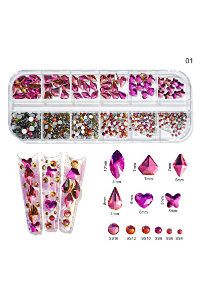 Choice PH140-01 12 شبكة أحجار الراين ثلاثية الأبعاد باللون الأحمر لتزيين الأظ...