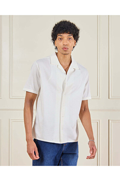 REDTAG Men White Solid Shirt