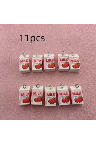 Choice 1 11 قطعة قلادة ثلاثية الأبعاد على شكل علبة حليب فراولة، لصنع المجوهرا...