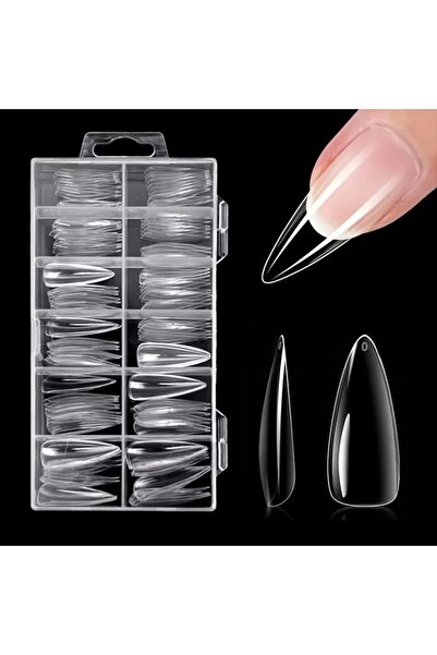 Choice مجموعة ملصقات أظافر شفافة طويلة ومدببة مكونة من 120 قطعة، تتضمن 12 مقا...