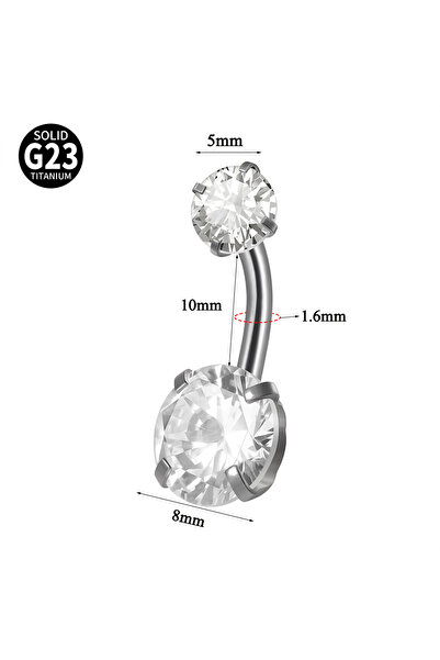 Choice Style 16-Round 1PC ASTM 136 Titanium Navel Belly Button Ring Barbell Zircon CZ Allergy Piercing Na