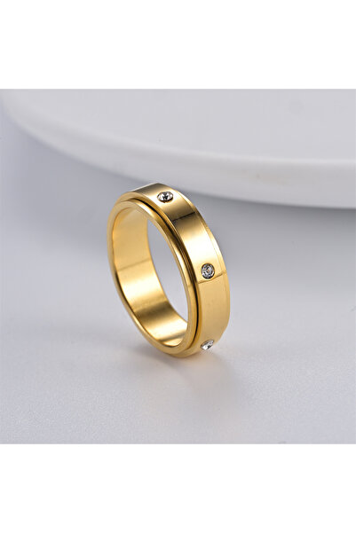 Choice 7 Gold Color B ZAKOL Single Row Square Zircon Rotating Ring for Women ...