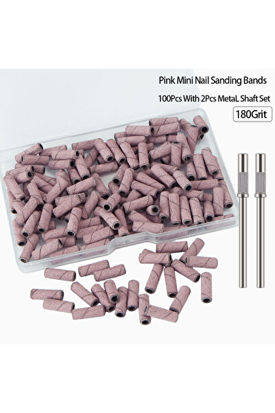 choice2 180grit pink 100pcs Sanding Bands for Nail Drill with 2Pcs Mandrel Bi...