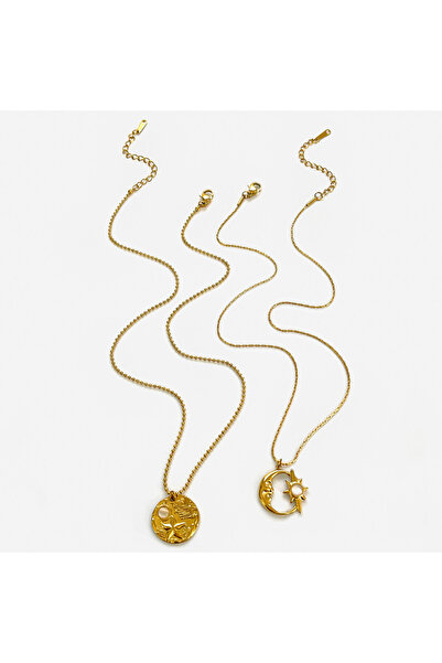 Choice طقم مكون من قطعتين من قلادات بيري بوكس المطلية بالذهب بتصميمات أنيقة، ...