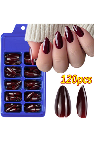 Choice 7 120 قطعة أظافر صناعية سوداء لامعة كلاسيكية تغطي كامل الأظافر القصيرة...