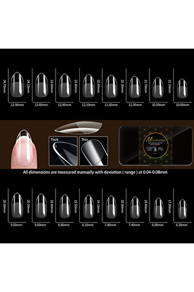 Choice أظافر صناعية طويلة شفافة من الأكريليك، 480 قطعة، بتصميم لوزي فرنسي على...