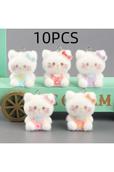 Miniso ١٠ قطع عشوائية ٥/١٠ قطع من سانريو الجديدة ثلاثية الأبعاد كرتونية قطة كي تي، يمكنك صنعها بنفسك، غراء كريمي، تمثال، قلادة، سلسلة مفاتيح، إكسسوارات راتنجية