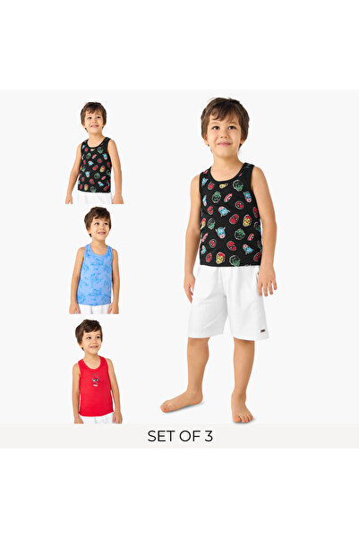 Marvel صدرية بدون أكمام بطبعة سبايدرمان - طقم من 3 قطع