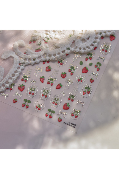 Choice قطعة واحدة من ملصقات أظافر كاواي على شكل فيونكة كرز، تصميم فرنسي خماسي...