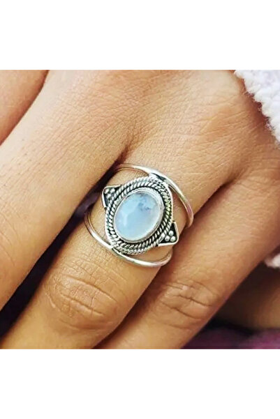 Choice 10 Q296 Huitan Bohemia Style Oval Imitation Opal Ring for Women White/Black Luxury Wedding Bands Acc