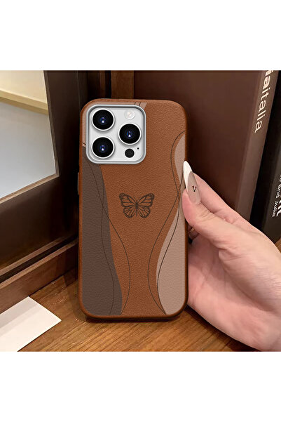 ucuc جراب سيليكون بملمس جلدي بني متوافق مع آيفون 16 برو، يحمي الكاميرا ويوفر ...