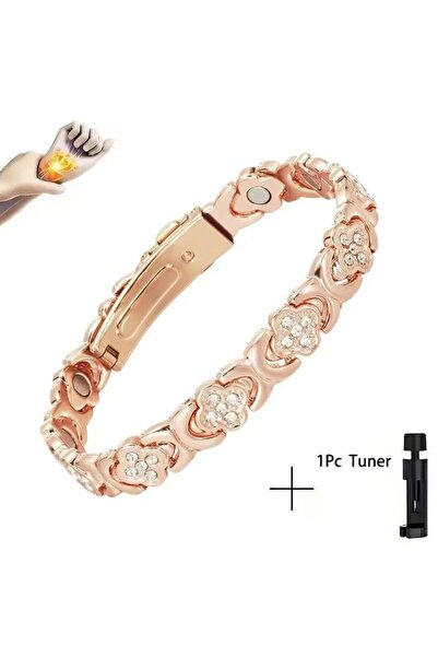 Choice 21.5cm ROSE GOLD COLOR Pure Copper Four-Leaf Clover Bracelet for Women...