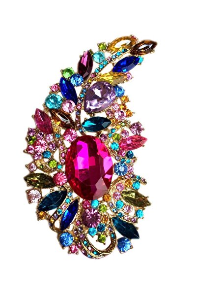 Choice H0-1-1904 بروش فاخر للنساء، لامع، كبير، مرصع بأحجار الراين، بلون موحد،...