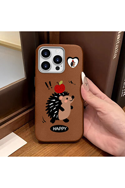 ucuc غطاء حماية متوافق مع آيفون 16 برو، مصنوع من السيليكون بملمس جلدي بني، يح...