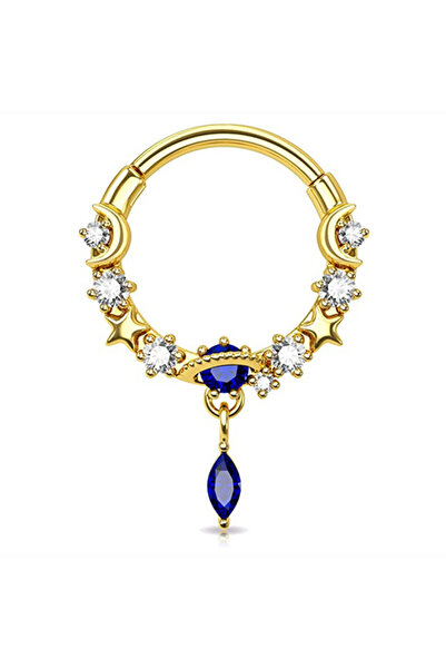 Choice Gold-1 1PC Planet Piercing Ring Stars Septum Piercing Hoop Earring Moon Helix Daith Earring Tragus C