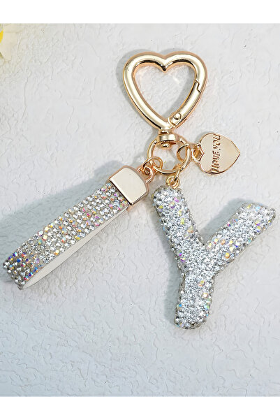 Choice Y Shining Diamond Inlay 26 English Initial letter Key Chain Car High-e...