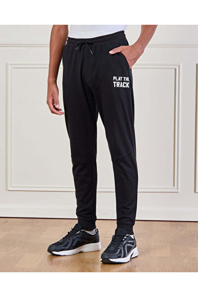 REDTAG Senior Boys Black Printed Active Pants