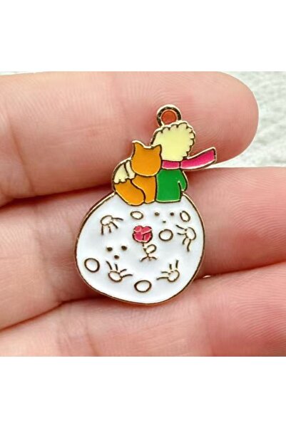 Miniso 10 قطع من مجوهرات شخصيات كرتونية مطلية بالمينا، بلون ذهبي نقي، مصنوعة ...